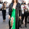 Rodarte show Media Personality Alexa Chung NYFW Black Leather Trench Coat