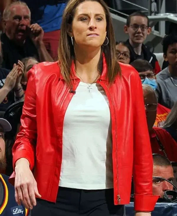 Stephanie White 2024 Red Leather Jacket