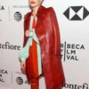 Stockholm Noomi Rapace Red Leather Trench Coat