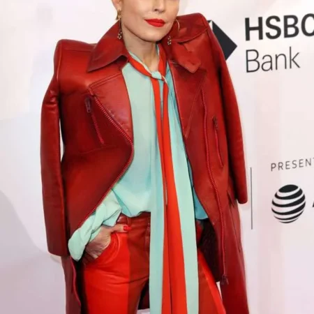 Stockholm Noomi Rapace Red Trench Leather Coat