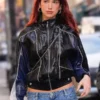 Street Style Dua Lipa Black Leather Jacket