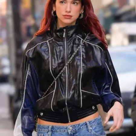Street Style Dua Lipa Black Leather Jacket