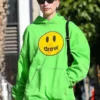 Street Style Hailey Bieber Green Hoodie