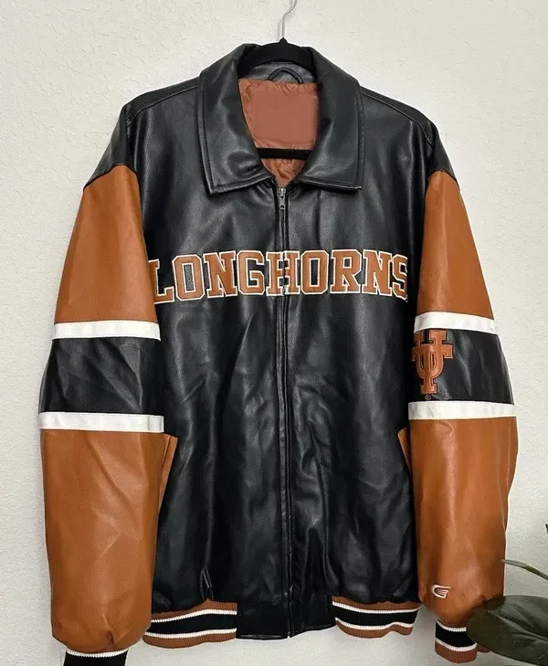 Texas Longhorns Black Bomber Leather Jacket