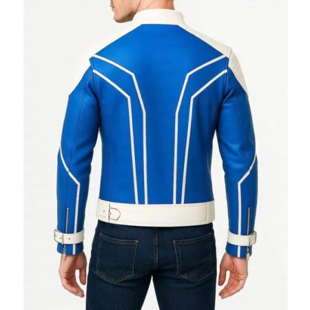 The Fantastic Four First Steps Royal and White Leather Jacket back