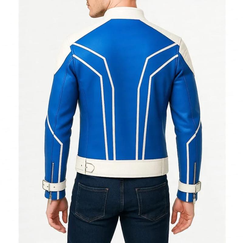The Fantastic Four First Steps Royal and White Leather Jacket back The Fantastic Four First Steps Royal and White Leather Jacket back