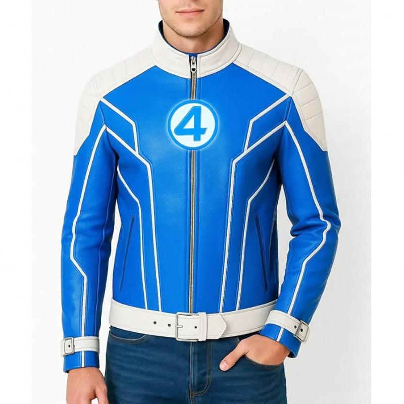 The Fantastic Four First Steps Royal and White Leather Jacket The Fantastic Four First Steps Royal and White Leather Jacket