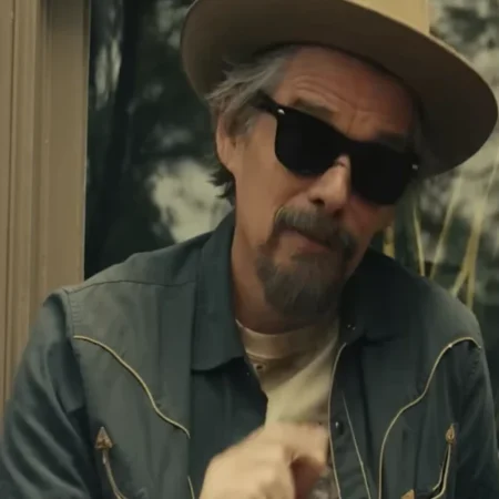 The Lowdown Ethan Hawke Blue Cotton Shirt Front