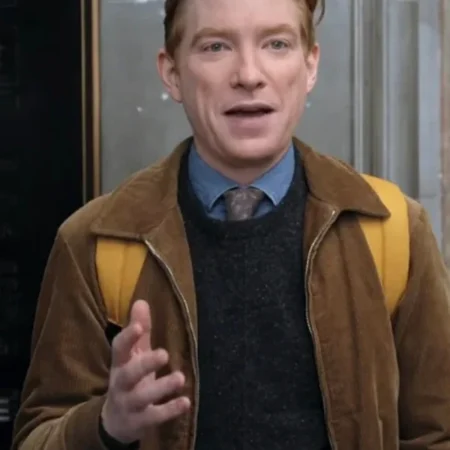 The Paper S01 Domhnall Gleeson Corduroy Bomber Jacket Front