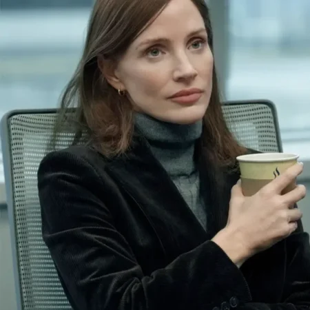 The-Savant-S01-Jessica-Chastain-Black-Corduroy-Blazer
