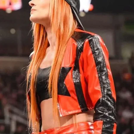 WWE Becky Lynch Red and Black Leather Jacket