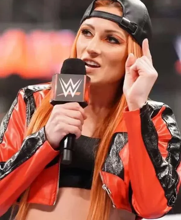 WWE Becky Lynch Red and Black Leather Jacket