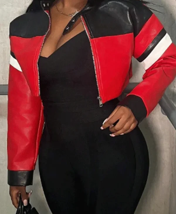 WWE Nikki Bella Red Motorcycle Leather Jacket