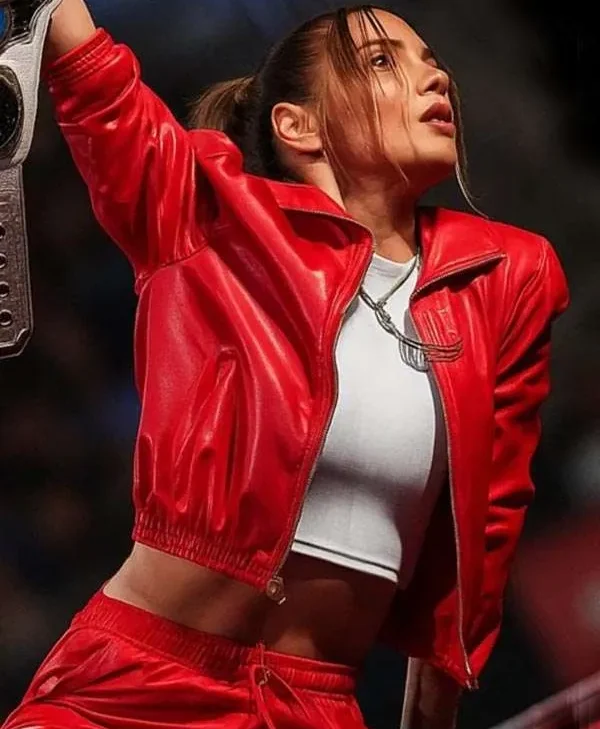WWE Raw Becky Lynch Red Leather Jacket For Sale