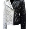 Womens Studded Biker Leather Jacket