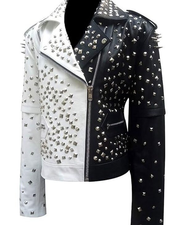 Womens Studded Biker Leather Jacket