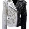 Womens Studded Black and White Leather Jacket