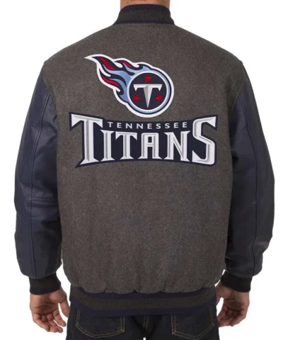 charcoal navy tennessee titans varsity jacket