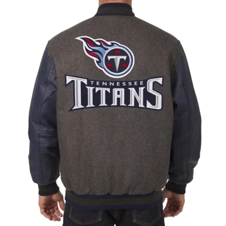 charcoal navy tennessee titans varsity jacket