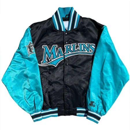 Florida Marlins Blue and Black Satin Jacket