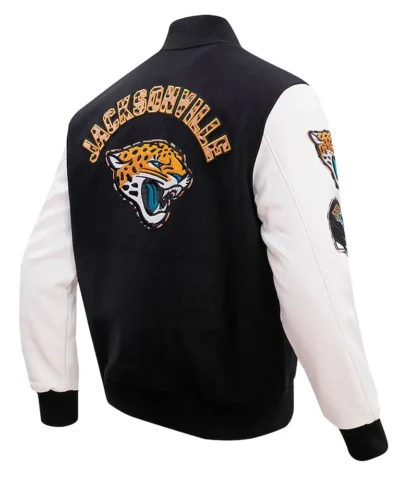 jacksonville jaguars animal patches black varsity jacket