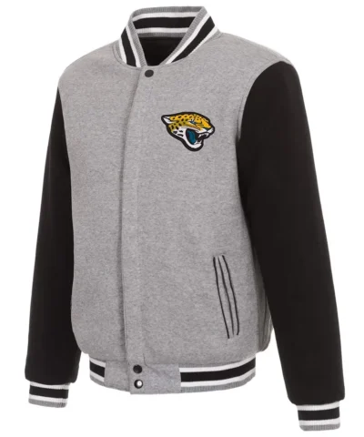 jacksonville jaguars gray and black varsity jacket