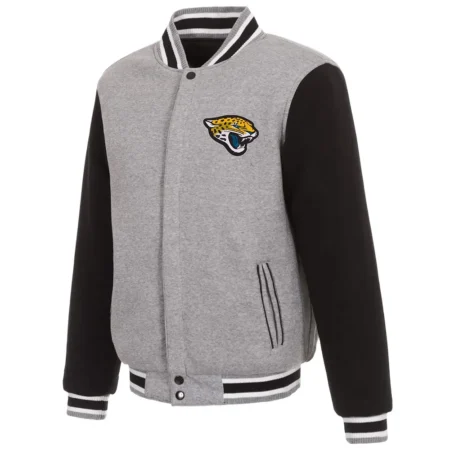 jacksonville jaguars gray and black varsity jacket