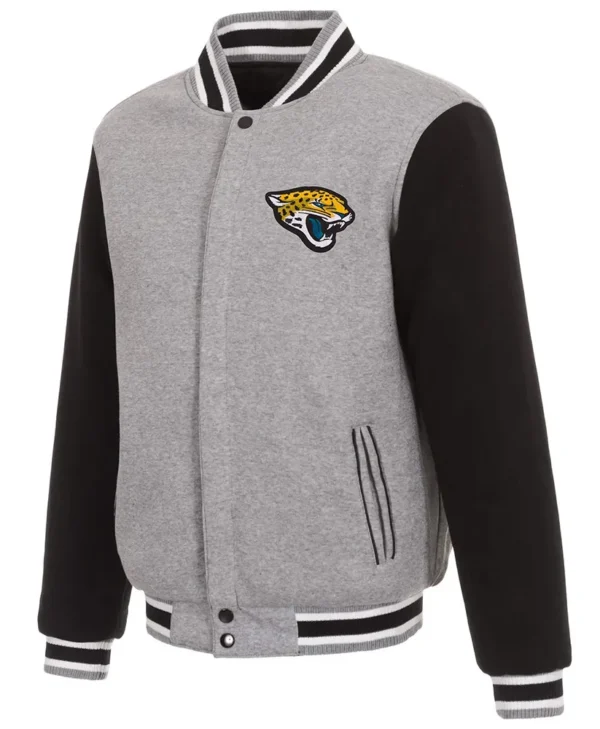 jacksonville jaguars gray and black varsity jacket