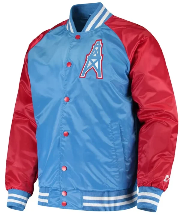 lead off tennessee titans light blue and red satin jacket