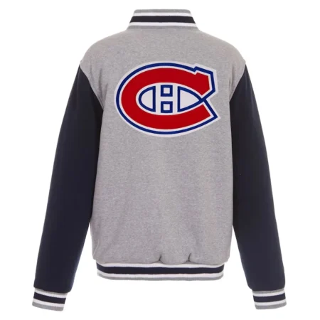 Montreal Canadiens Gray and Black Varsity Wool Jacket