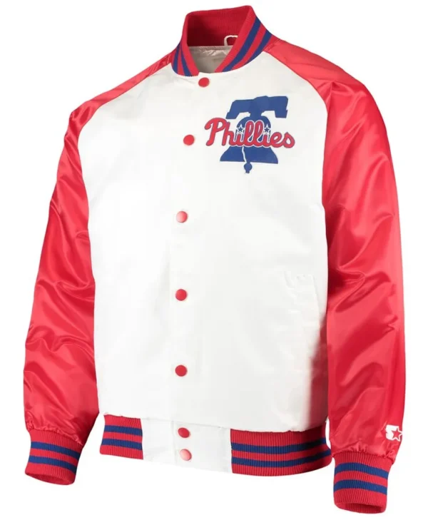 philadelphia phillies red and white satin jacket