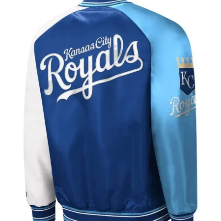 starter royal light blue kansas city royals reliever varsity satin raglan full snap jacket scaled