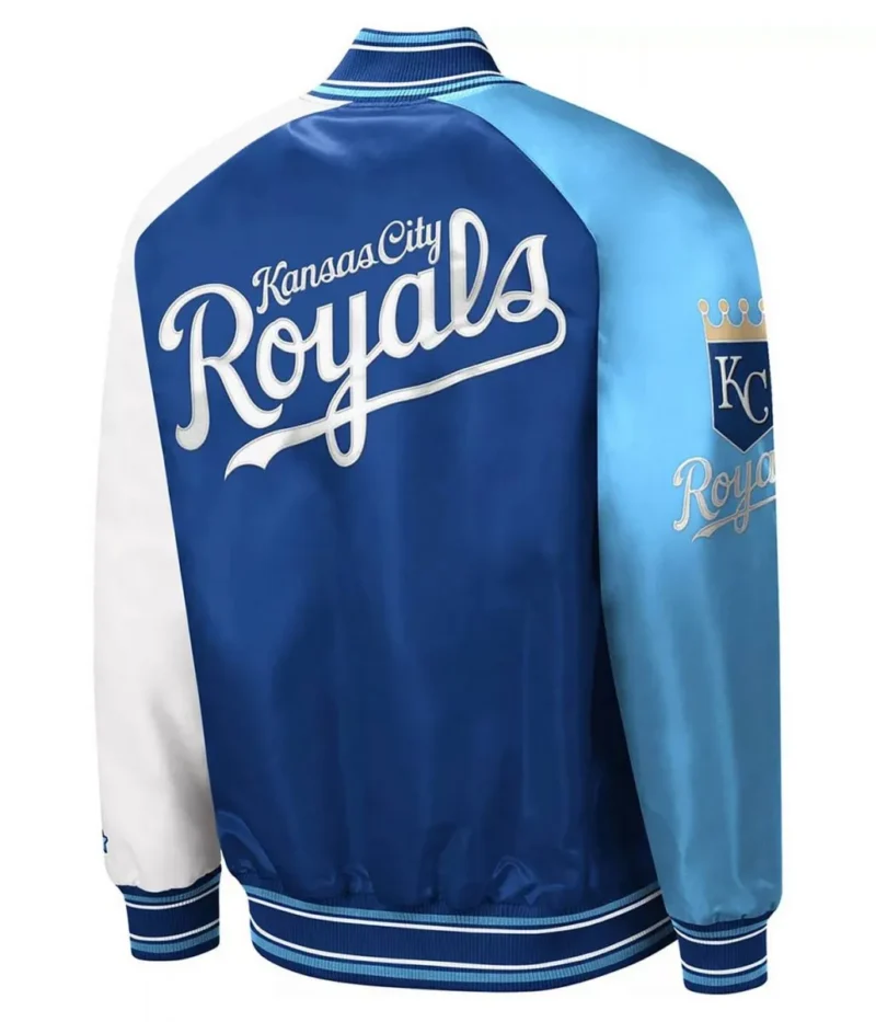starter royal light blue kansas city royals reliever varsity satin raglan full snap jacket scaled