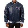 tennessee titans navy blue leather jacket