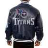 tennessee titans navy blue varsity leather jacket