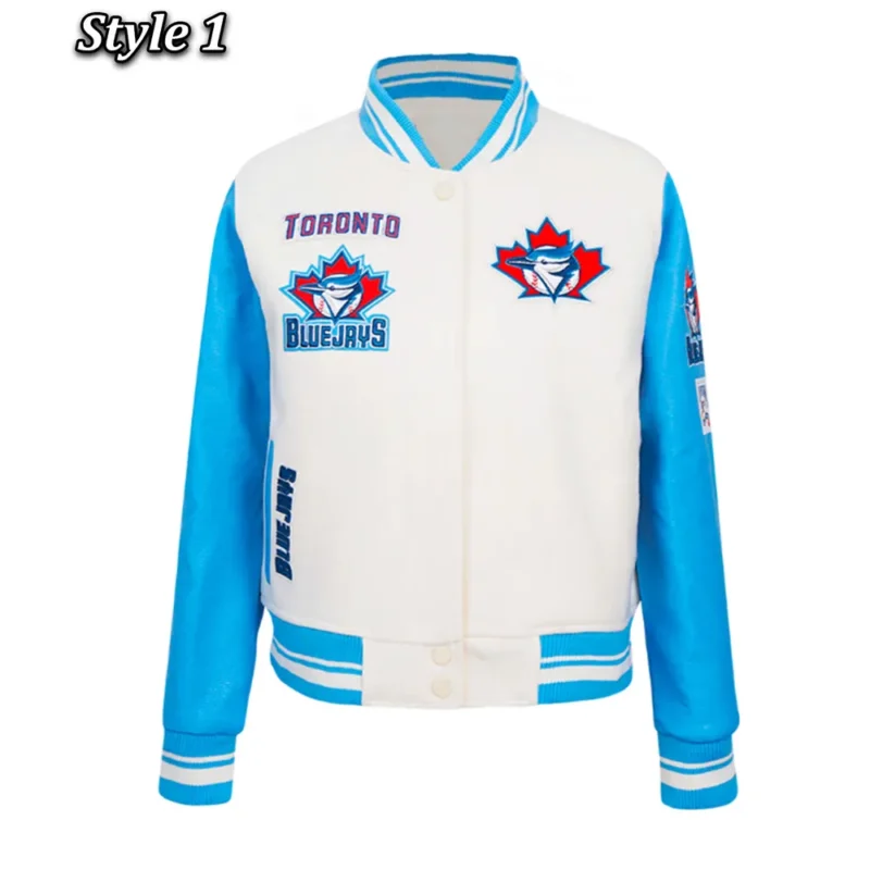 toronto blue jays retro classic rib varsity jacket