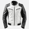 Men’s Sportage Black and White Café Racer Leather Jacket