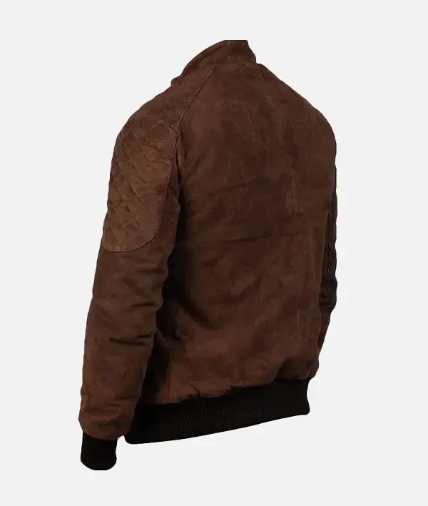 Men’s Brown Suede Bomber Leather Jacket