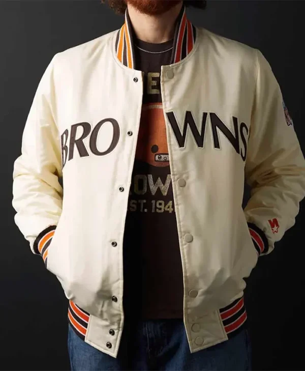 90s-Cleveland-Browns-White-Satin-Bomber-Jacket-For-Sale