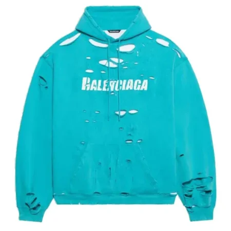 Balenciaga Destroyed Blue Hoodie