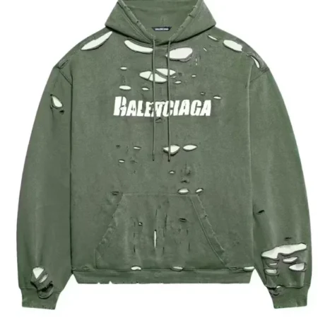 Balenciaga Destroyed Green Hoodie