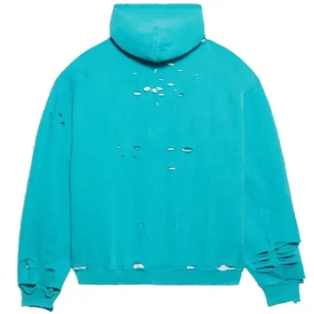 Balenciaga Destroyed Hoodie Blue For Sale
