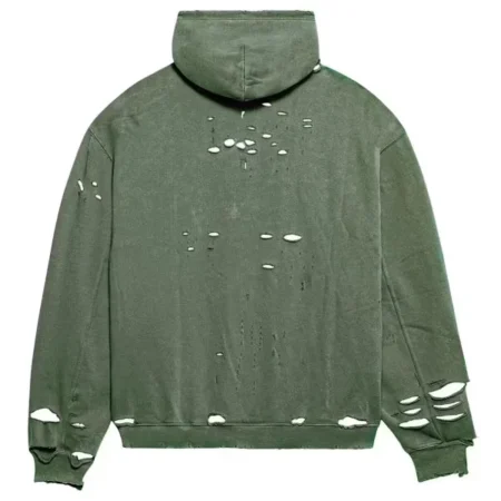 Balenciaga Destroyed Hoodie Green For Sale