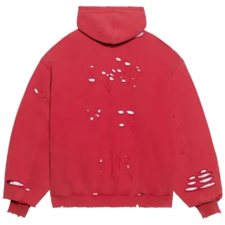 Balenciaga Destroyed Hoodie Red For Sale