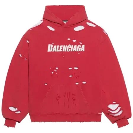 Balenciaga Destroyed Red Hoodie
