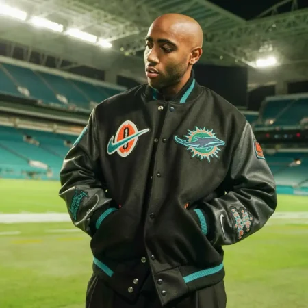 Bizzy Crook Miami Dolphins Black Varsity Jacket