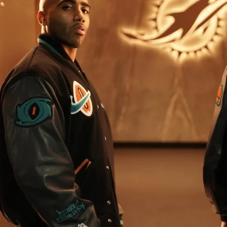 Bizzy Crook Miami Dolphins Black Varsity Jacket For Sale
