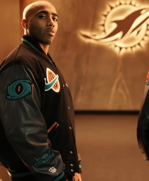 Bizzy Crook Miami Dolphins Black Varsity Jacket For Sale