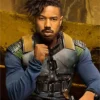 Black-Panther-Erik-Killmonger-Leather-Costume-Vest-sit