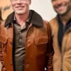 Shearling Leather Jacket Worn by Brad Pitt at LA Art Exhibit
